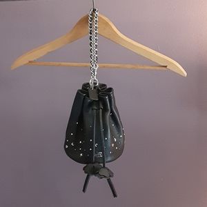 NWOT Coach Leather Drawstring Pouch Bag Chain Link